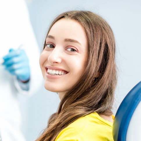 Woman smiling in the dental office