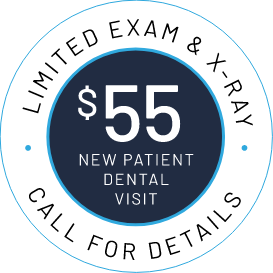 $55 for new patient visit. Limited exam & x-ray. Call for details.