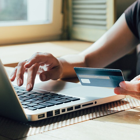 Woman using a credit card