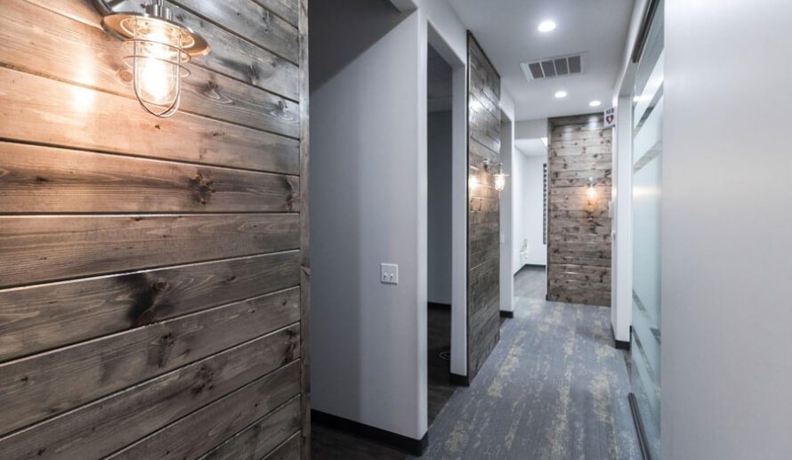 Hallway leading to dental treatment rooms