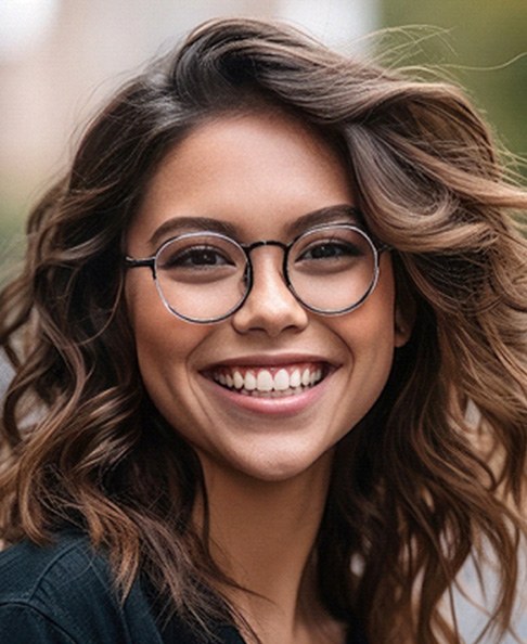 Girl with glasses smiling outside