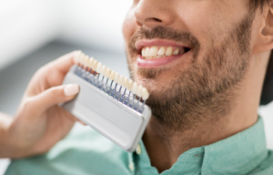 a closeup of a patient receiving veneers